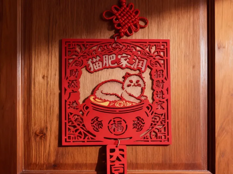 猫肥家润猫咪春节方形福挂|门挂|春节装饰|猫咪挂件|猫咪窗花|猫咪春节冰箱贴|易打印