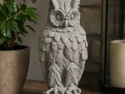 Concrete Owl Statue – Home Decor