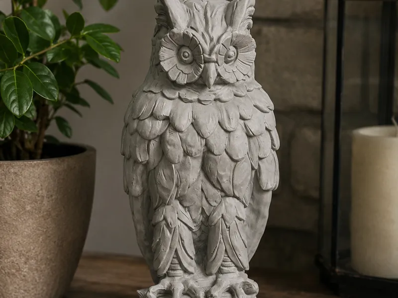 Concrete Owl Statue – Home Decor