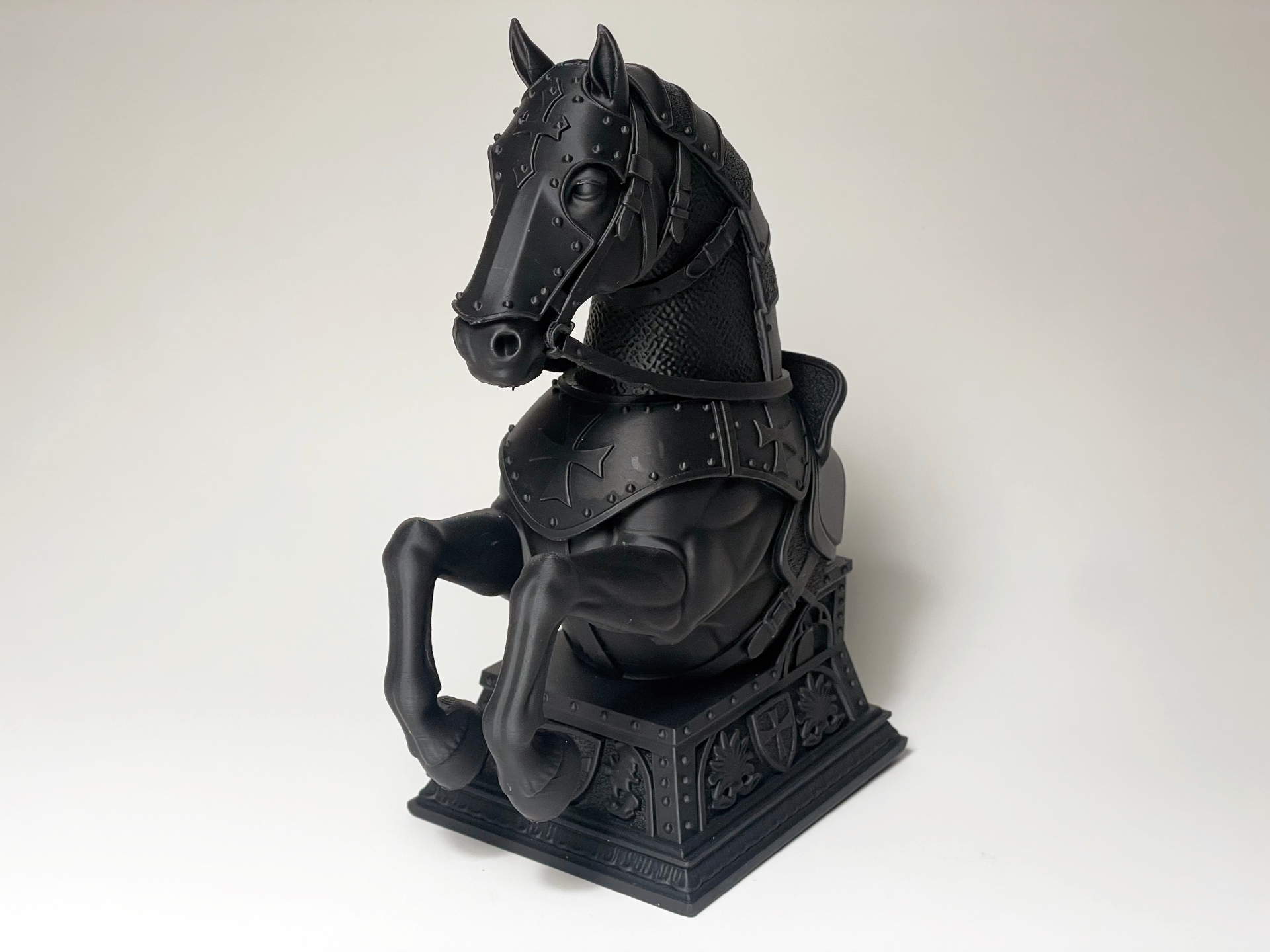 Crusader Warhorse Statue – Armored Medieval Steed — free 3D print STL file
