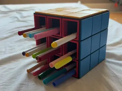 Rubix cube design pencil holder