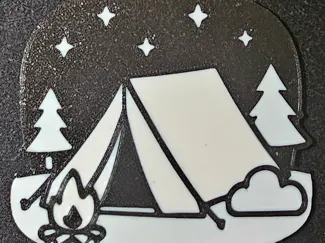 Camping themed tent ornament