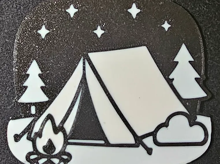 Camping themed tent ornament 
