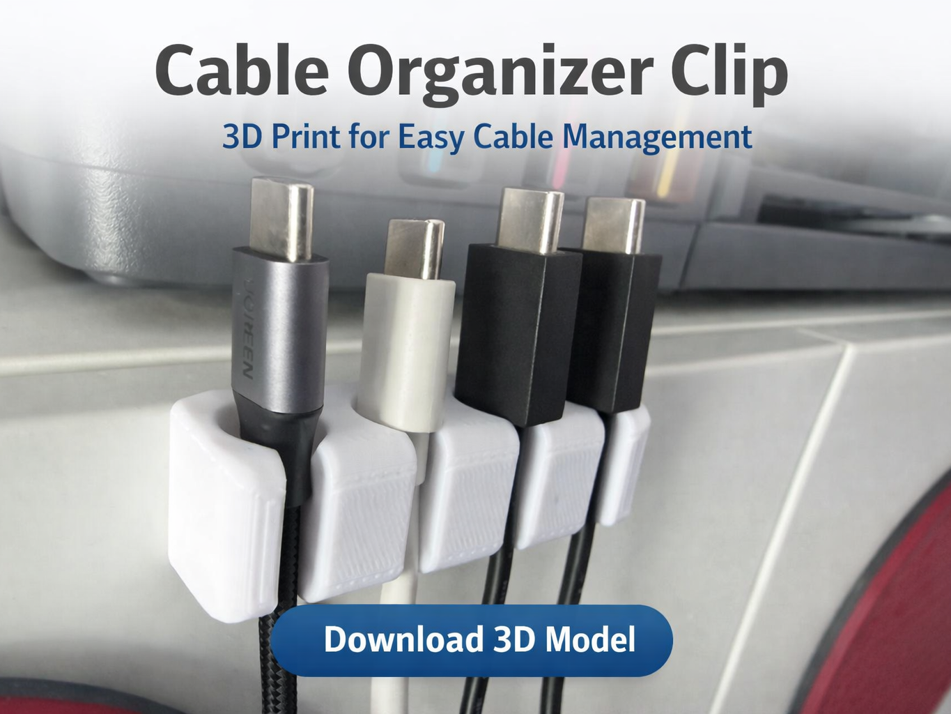 Cable Organizer Clip – Clean Desk Cable Holder