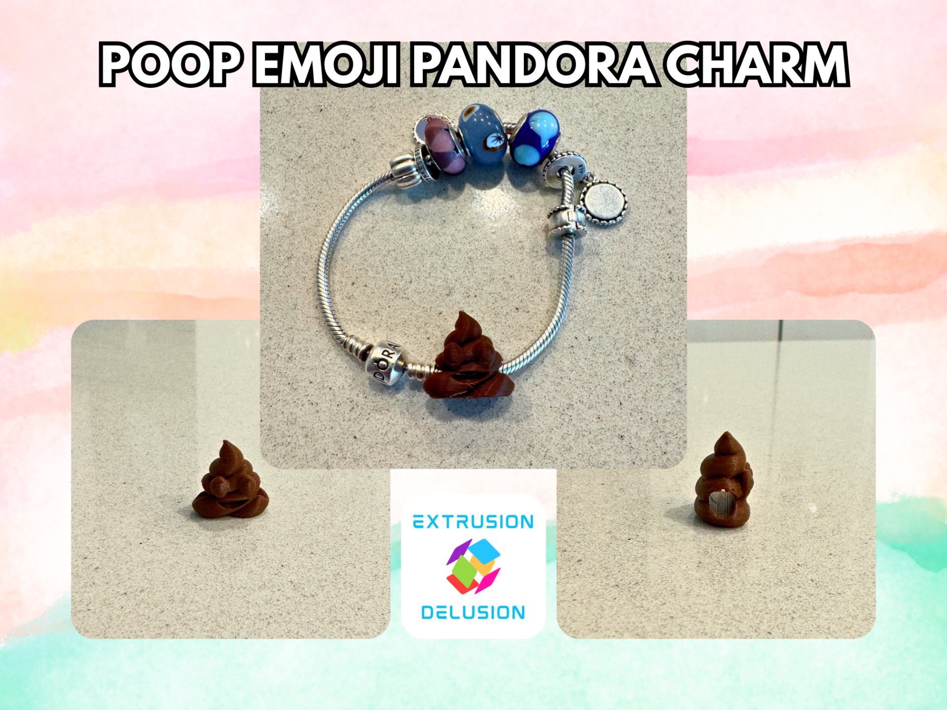 Poop Emoji Pandora Charm - 1.5g Print!