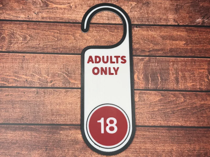 Adults only door sign