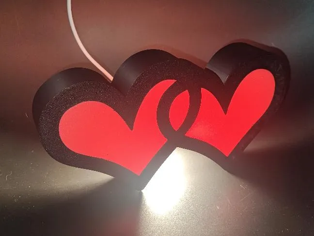 Doppelherz Lichtbox zum Valentinstag