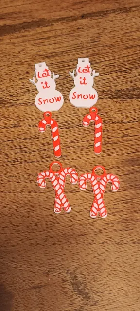 Candy Cane and Snowman Earrings