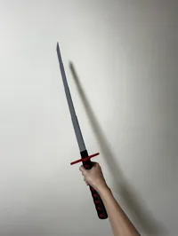 0.16mm layer, 2 walls, 15% infill 更改了刀刃與刀柄的連接處使更容易黏合也更牢固