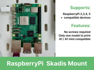 Screwless RaspberryPi Skadis Mount