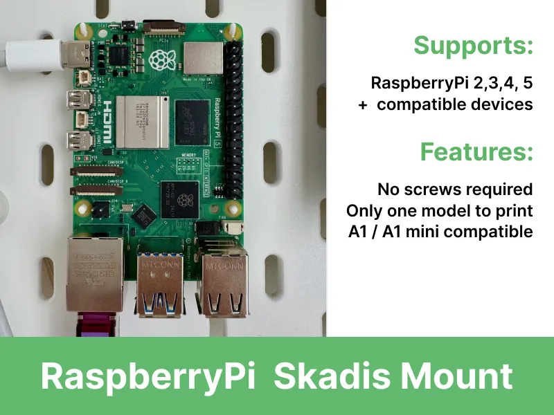 Screwless RaspberryPi Skadis Mount