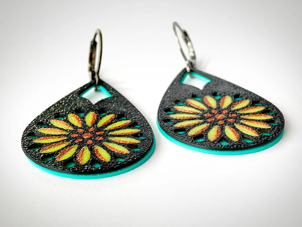 Sunflower earrings view 3