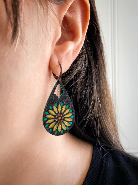 Sunflower earrings view 2