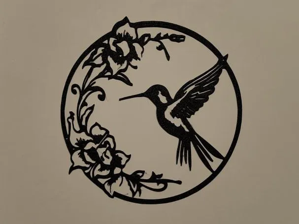 Décoration murale colibri et fleurs
