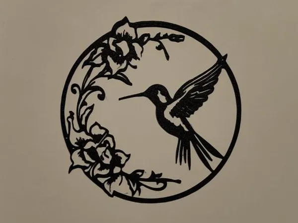 Décoration murale colibri et fleurs