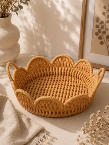 Bandeja organizadora: Woven Basket Tray – Rattan Style 3D Print — vista de referencia 2