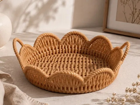 Bandeja organizadora: Woven Basket Tray – Rattan Style 3D Print — referencia de MakerWorld