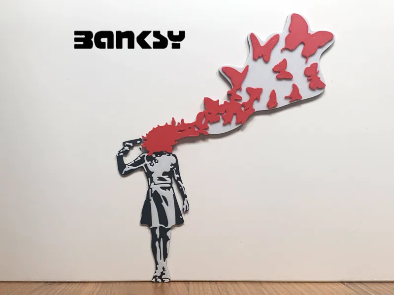 Banksy - Suicide Girl / Headshot Butterfly