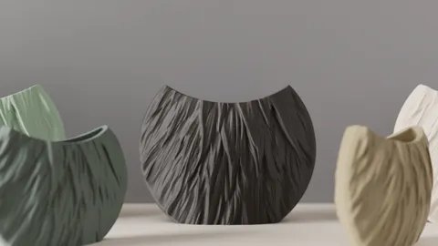 Modern Circular Vase. Fur Style Texture vase. view 4