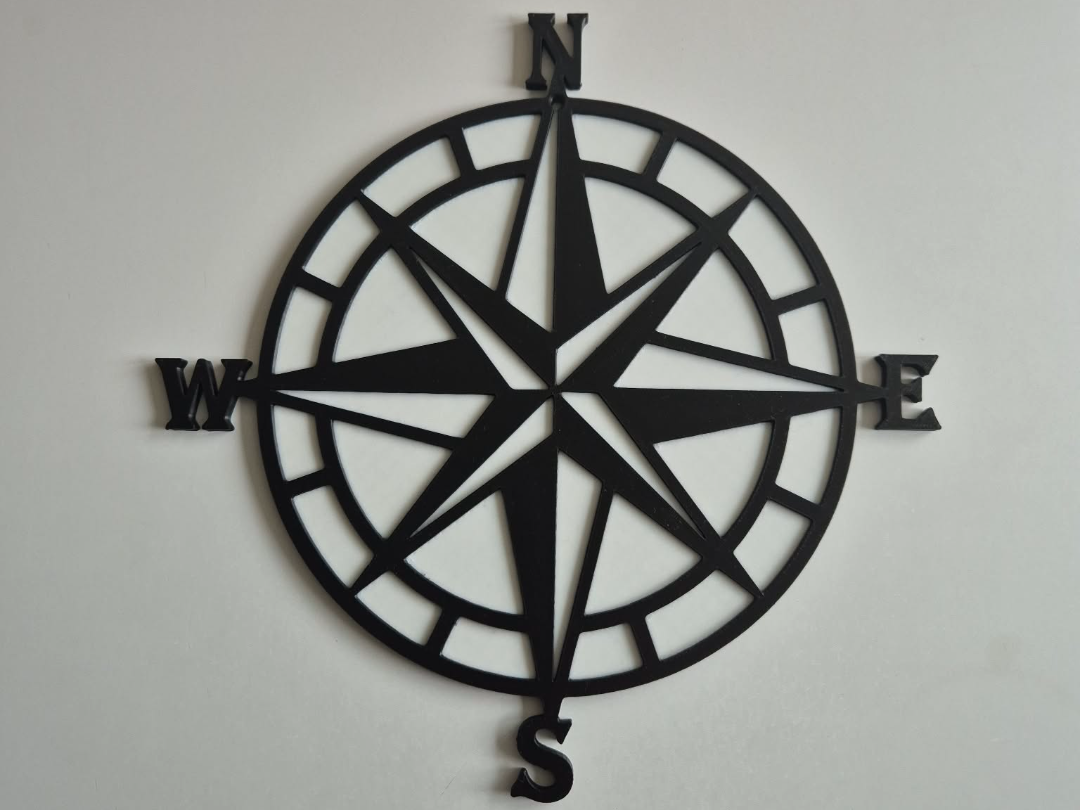 Compass rose wall art Full Balck & White