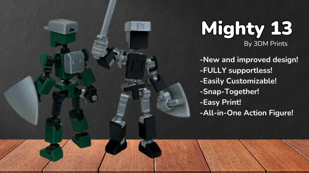 Mini 13 PLA Optimized Jointed Action Figure - Free 3D Print Model ...