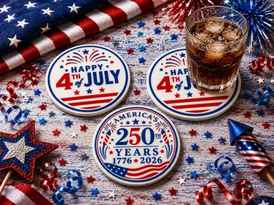 4th of July 250th Celebration Coaster Set