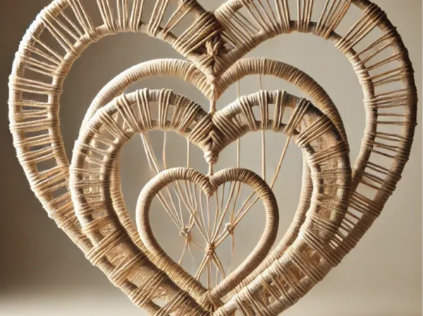Cadre macramé triple cœur