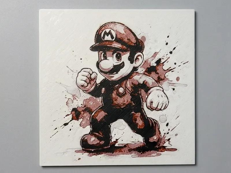 Modern Ink Splash Mario: Easy 3-Color 3D Art