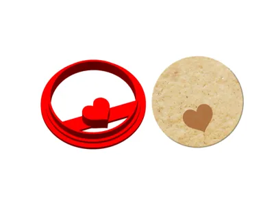 Round Cookie Cutter with Heart Impression Ø 55 mm