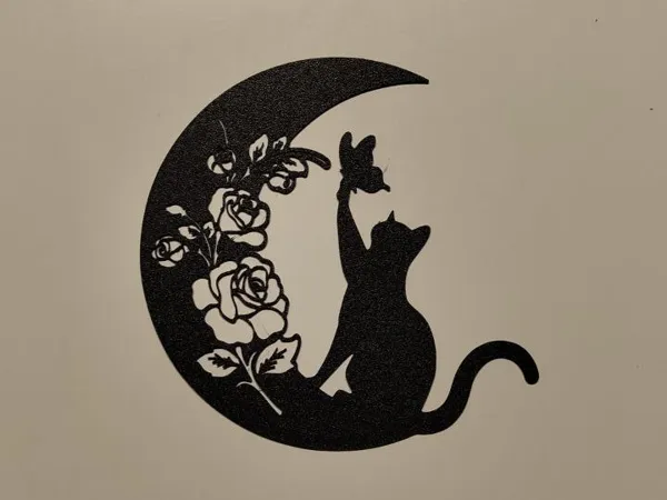 Silhouette chat et papillon - déco murale
