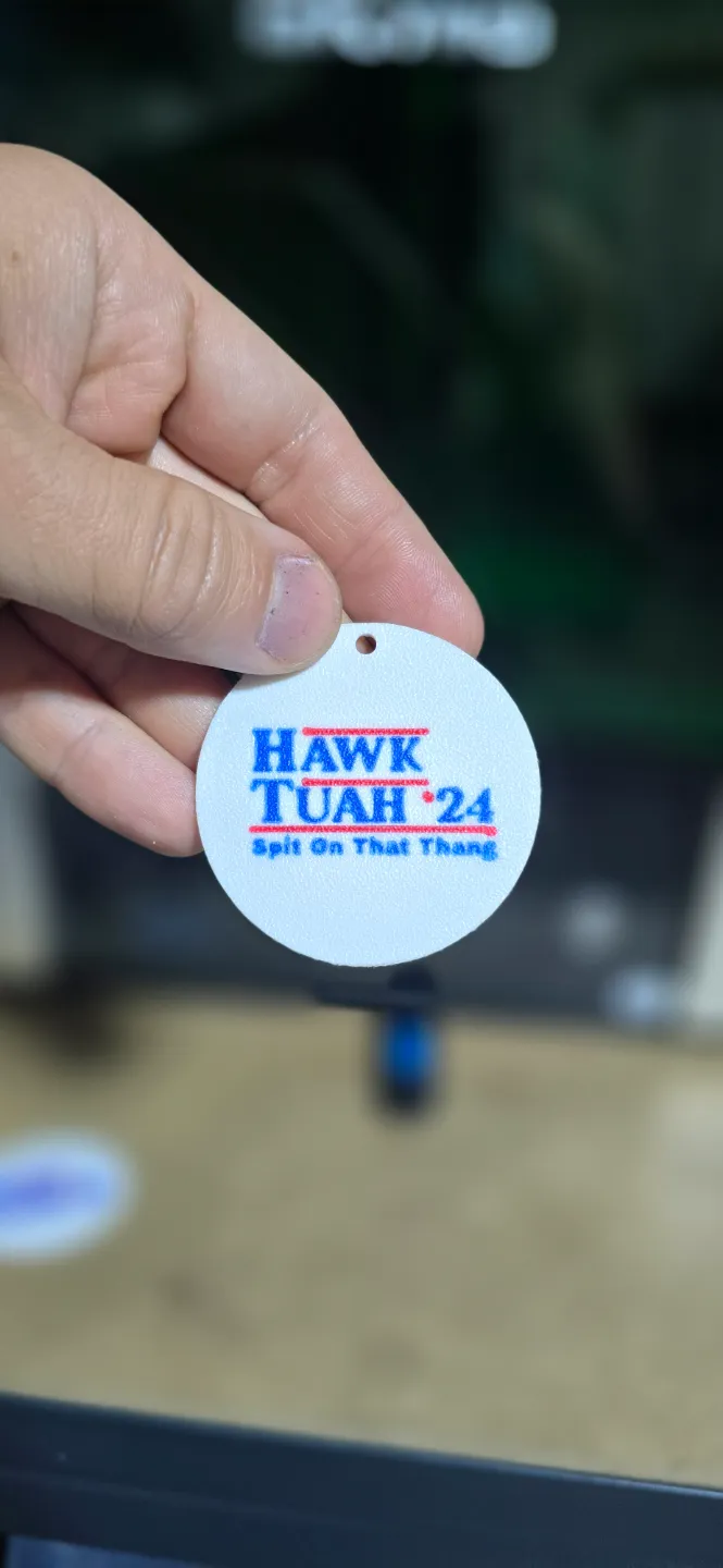 HAWK TUAH ROUND KEYCHAIN//EARRINGS view 2