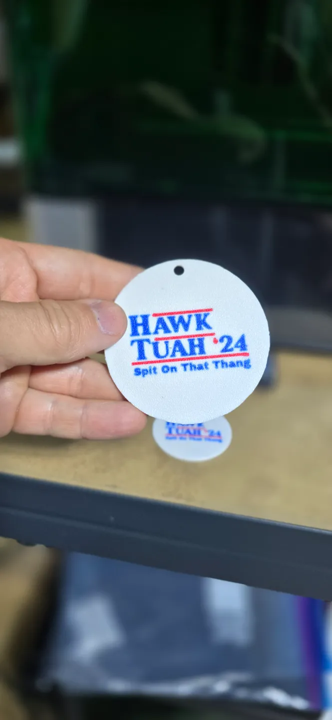 HAWK TUAH ROUND KEYCHAIN//EARRINGS view 3