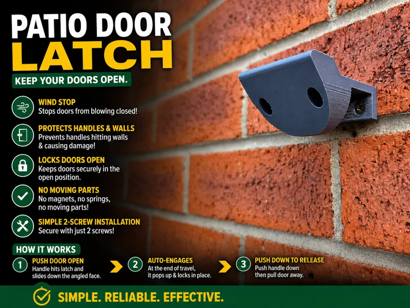 Self-Locking Patio Door Wind Stop Latch