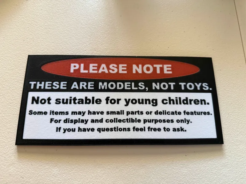 Vendor Sign - Models Not Toys