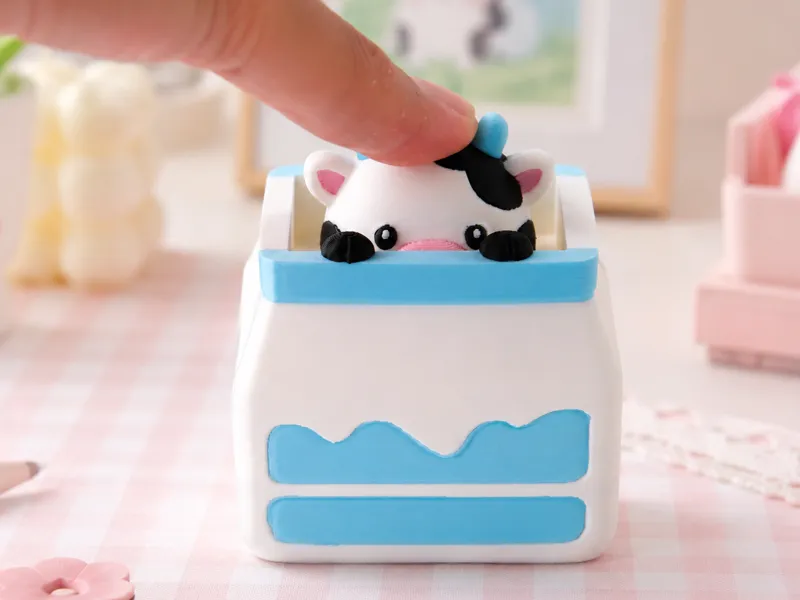 Cute Cow Milk Carton Clicker - Kawaii Fidget Toy