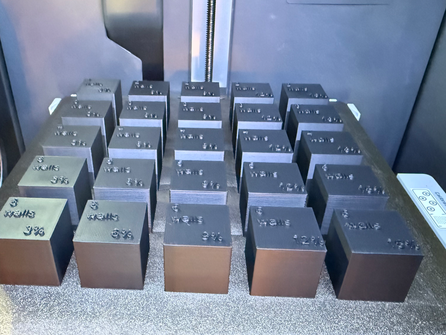 Test cube walls or infill