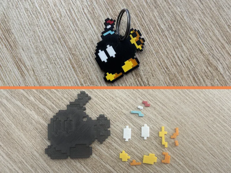 8-bit Mario Bomb Multipart Keychain