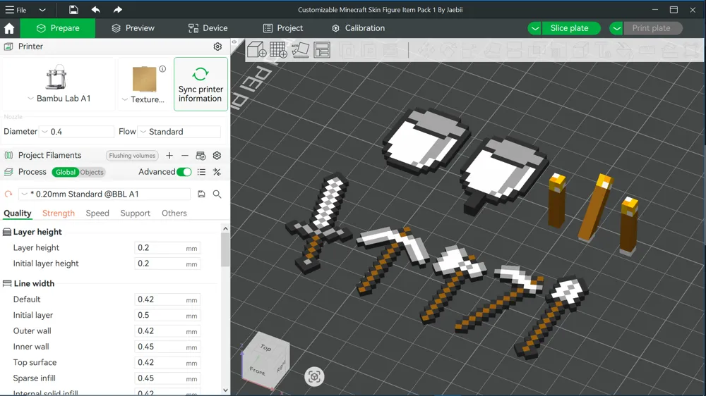 Customizable Minecraft Char Item Pack 1 By Jaebii - Free 3D Print Model ...