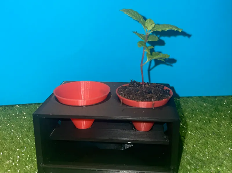 cone-shaped pot with holder and a tray