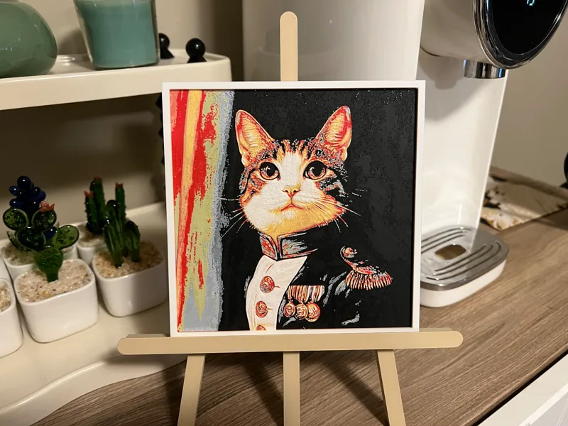 Cat portrait- 猫咪将军浮雕模型 (多色PLA打印) 150*150 