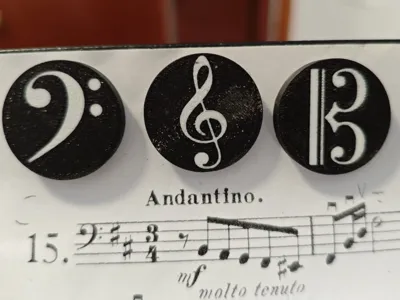 Magnets for music stands treble, bass, and alto clefs