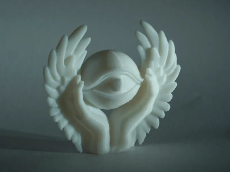 Angel Eye – Surreal Winged Hands Sculpture
