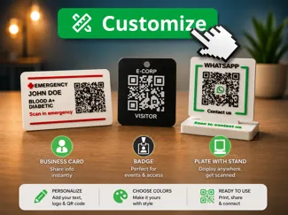 Smart QR Code Generator for Signs, Badges & Cards