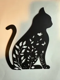 Silhouette de chat fleurie — décoration murale — photo 3