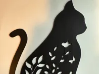 Silhouette de chat fleurie — décoration murale — photo 2