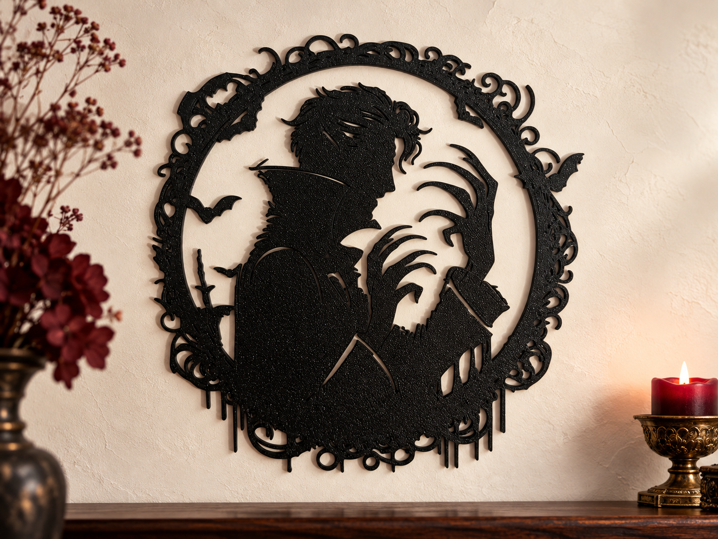 Gothic Vampire – Halloween Silhouette Wall Art 3D model