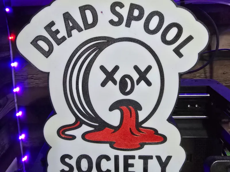 Dead spool society lightbox and sign