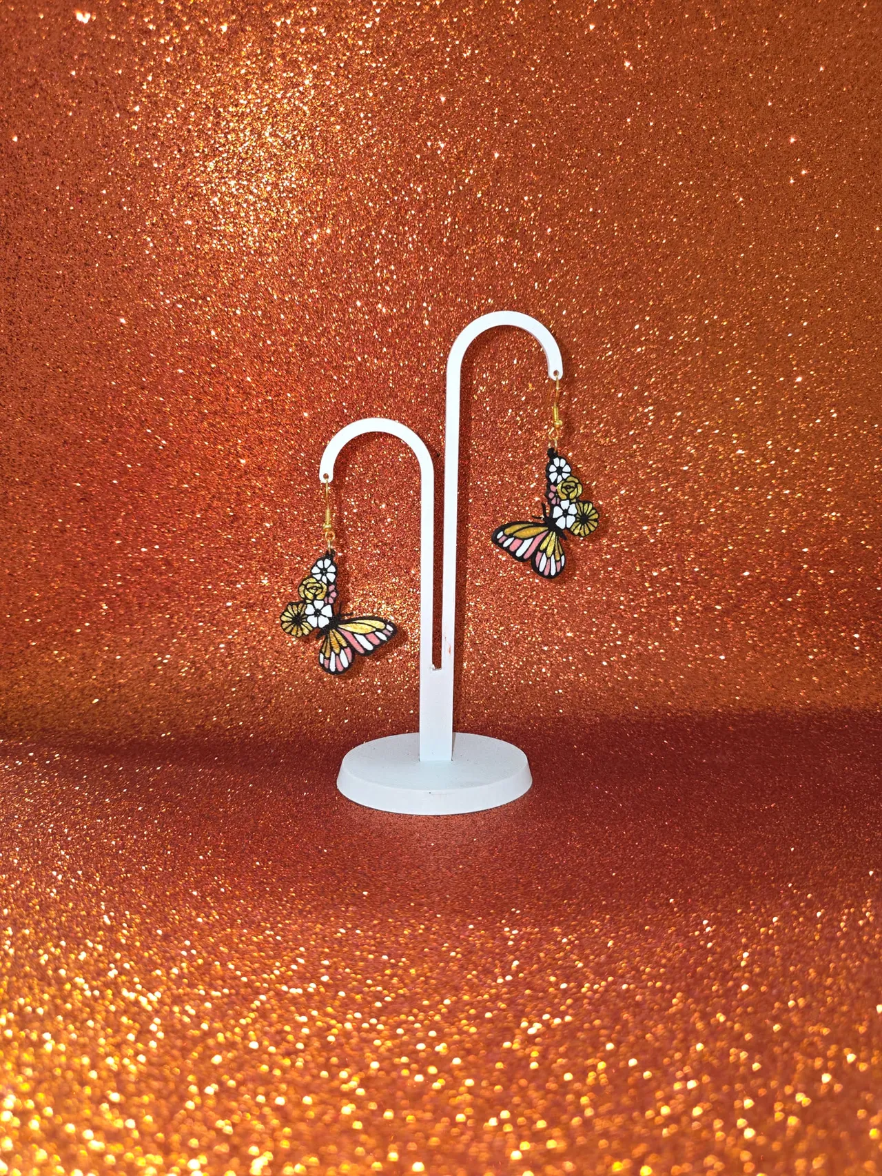 Flowering butterfly earrings view 3