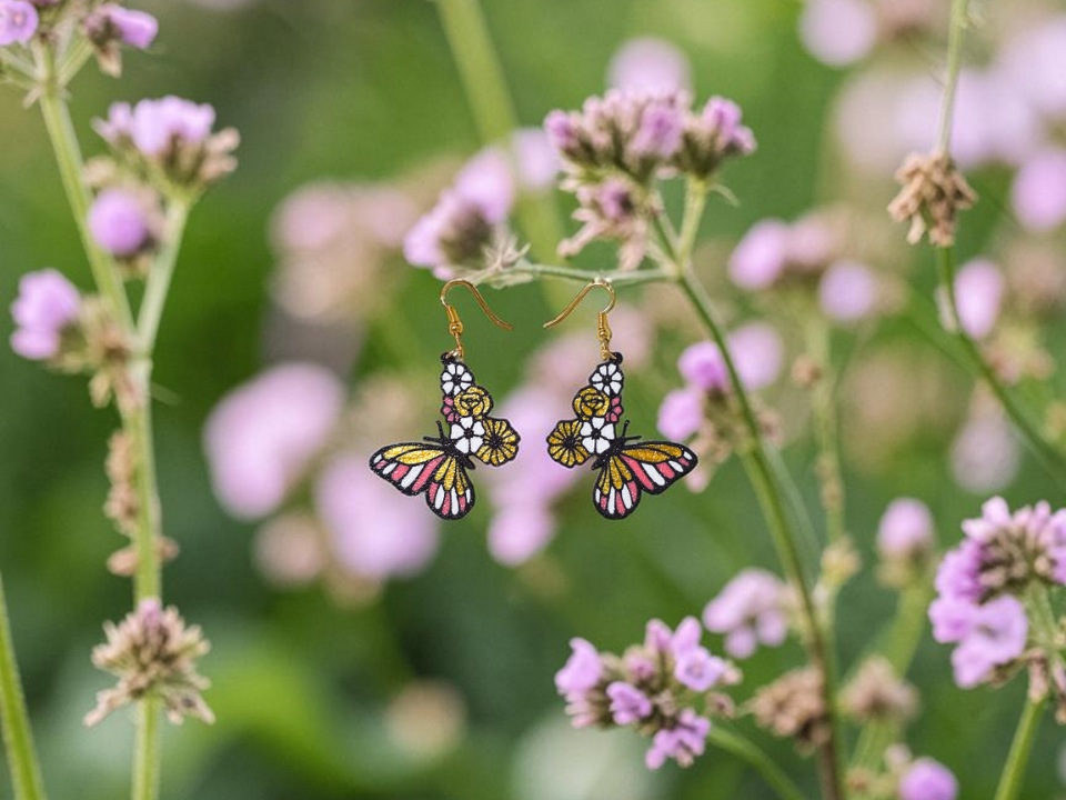 Flowering butterfly earrings