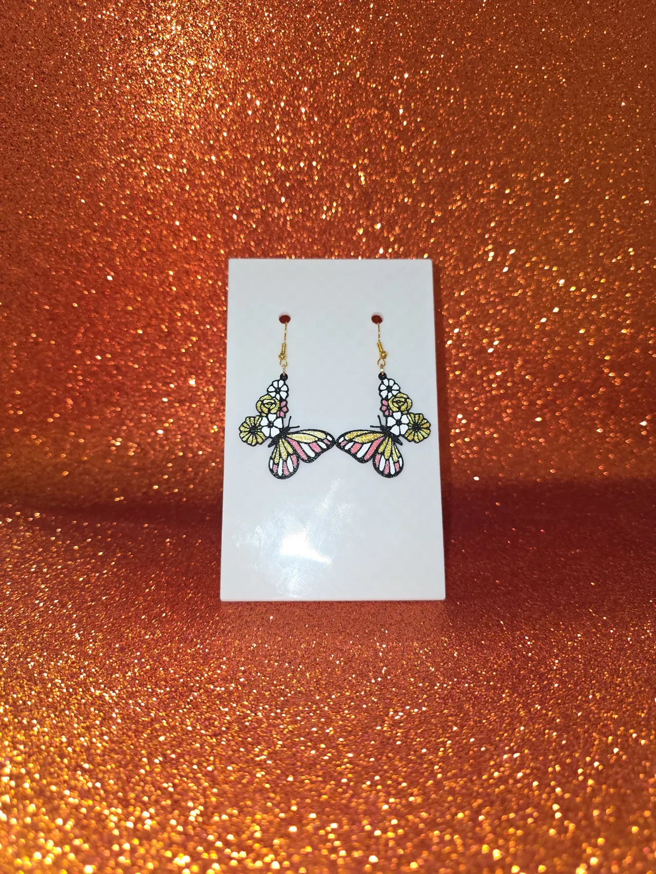 Flowering butterfly earrings view 2